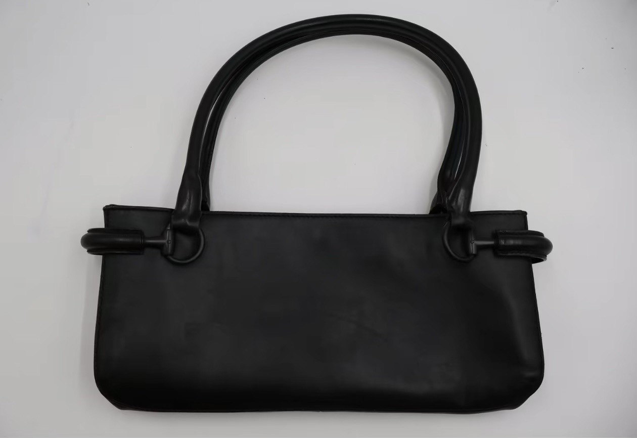 Authentic Gucci Black Leather Horsebit Shoulder Bag Tote Purse