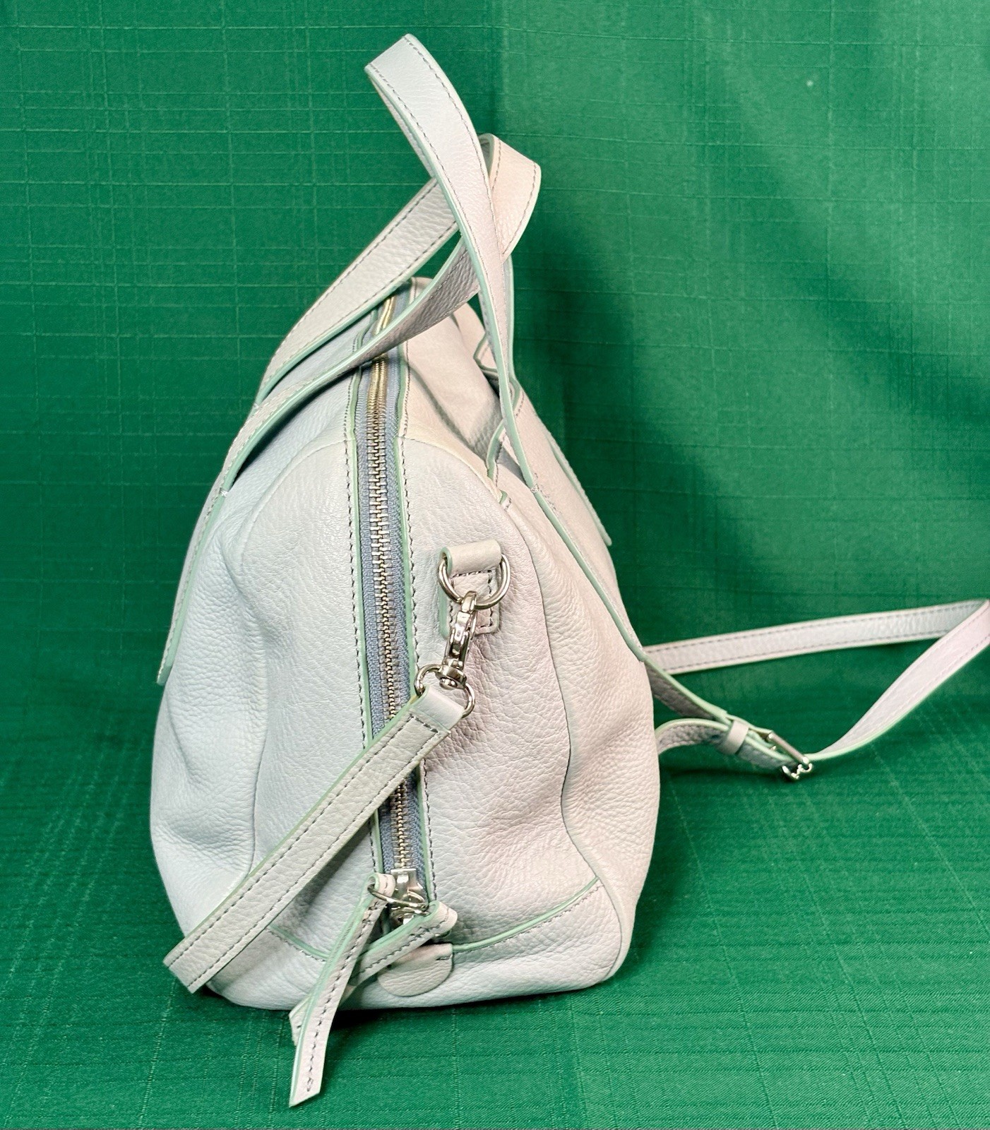 Fossil Light Blue Sydney Zip Bag/ Convertible Sachel Shoulder Bag/ Crossbody
