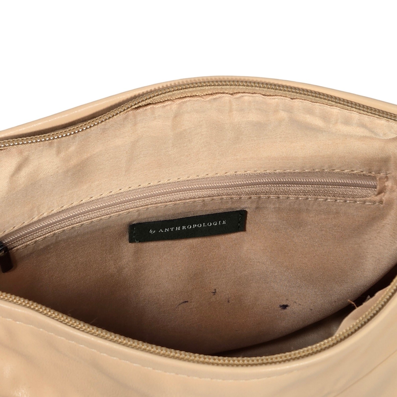 Anthropologie Crescent Shoulder Bag Tan Faux Leather Crossbody Adjustable Strap