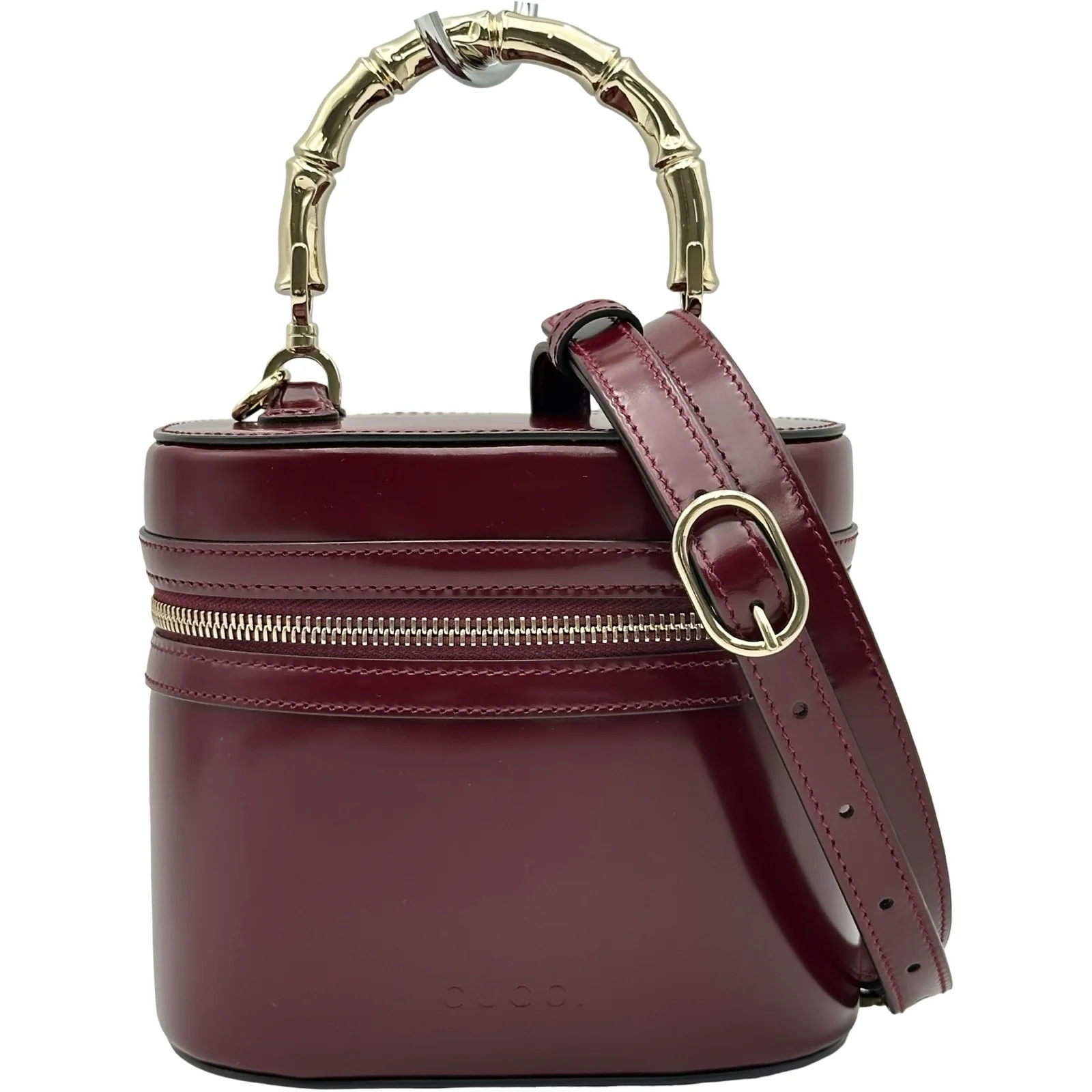 GUCCI Bamboo Handle Mini Vanity Bag Burgundy Shoulder Bag 828144 #OKB8331