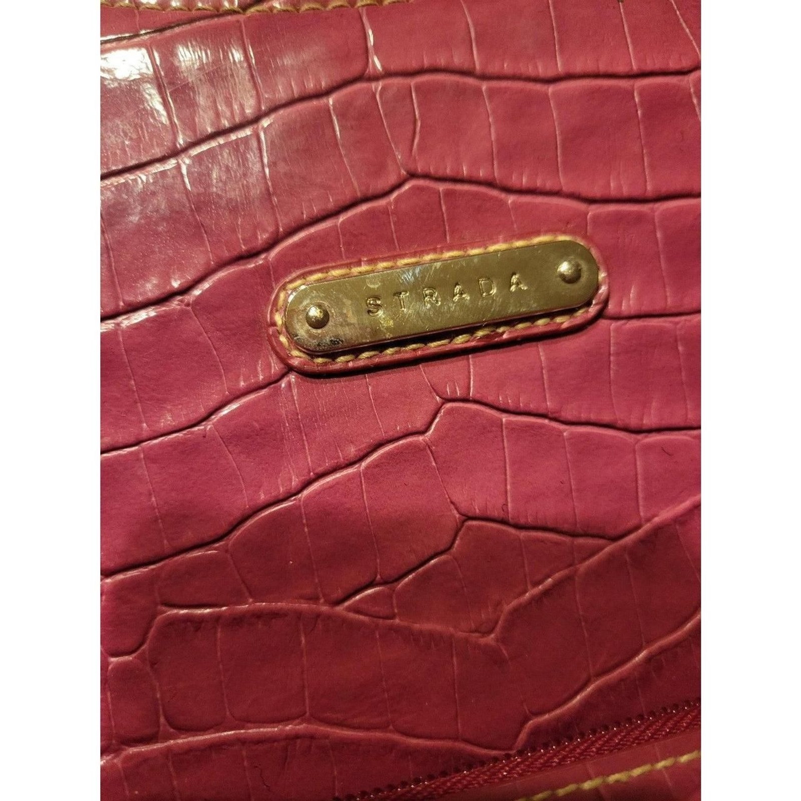 Y2K Strada Dark Magenta Faux Croc Shoulder Purse