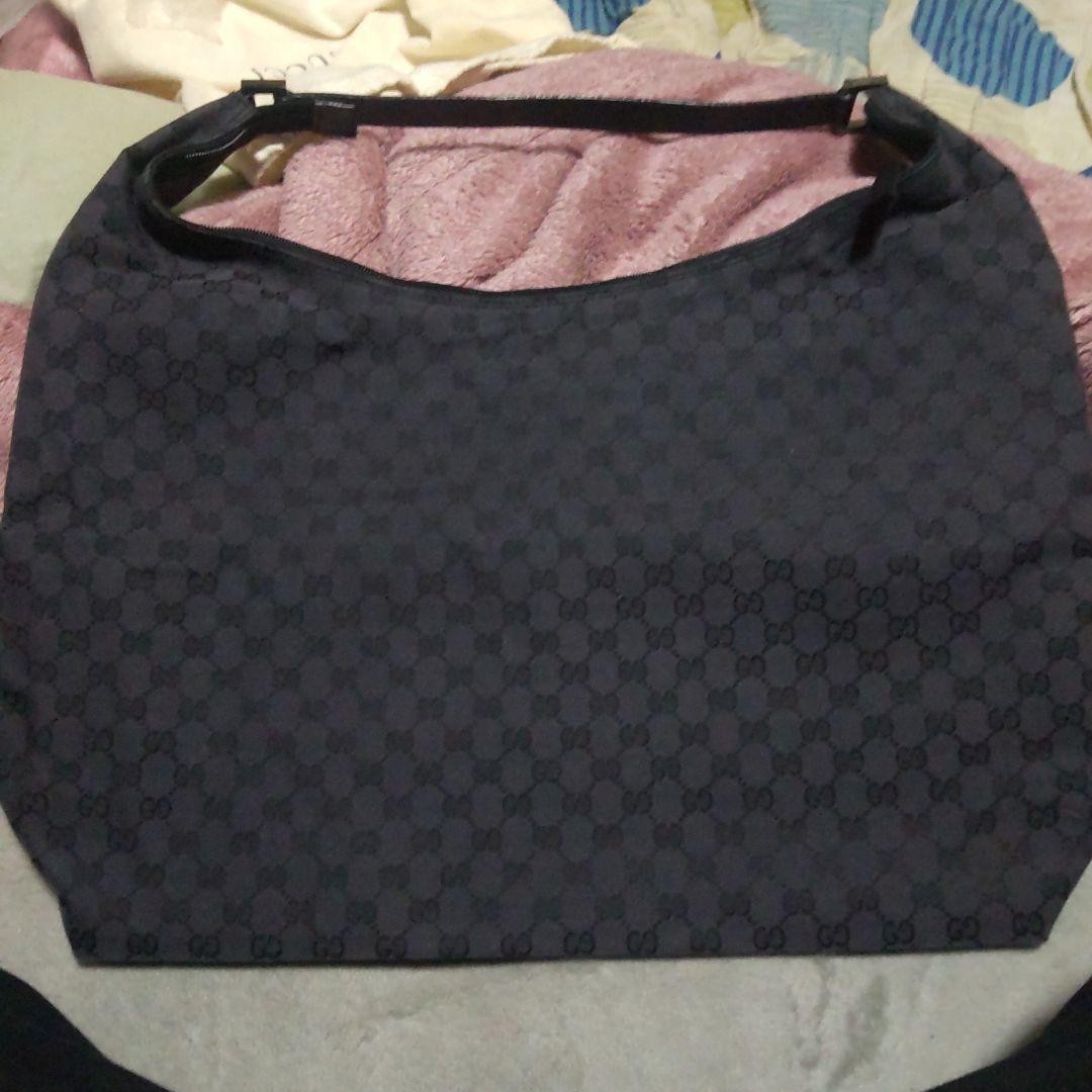 Gucci Black GG Pattern Shoulder Bag Made in Italy, 11.8×22.0x7.1 in
