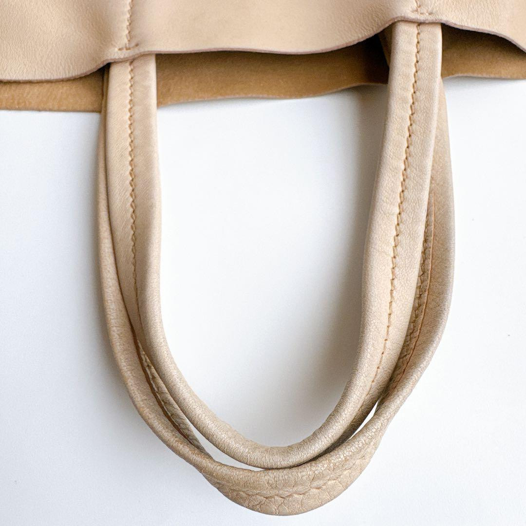 CELINE Horizontal Cabas Tote Bag Beige Black Bicolor Leather Women w/Dust Bag