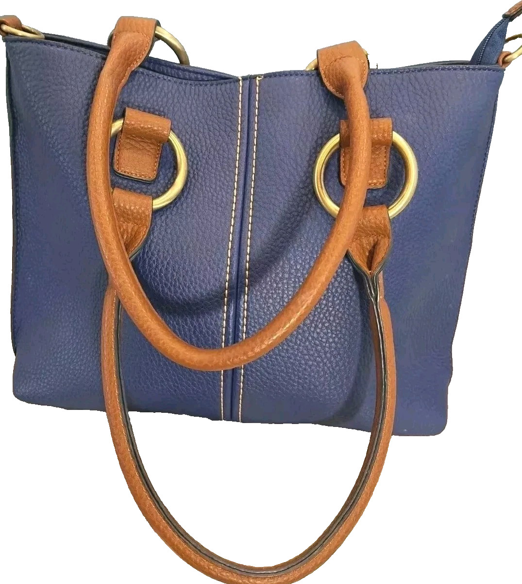 Clearance BLUE Adj Crossbody Shoulder Handbag Brass Decore Go Anywhere New