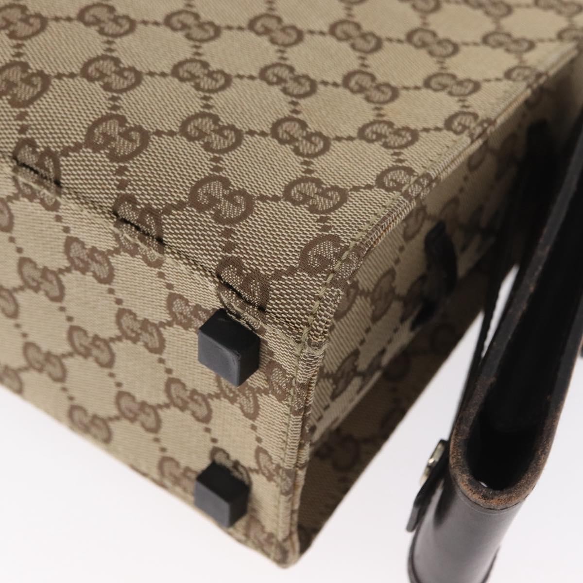 GUCCI GG Canvas Business Bag Beige Silver 015 3707 Auth gh1806