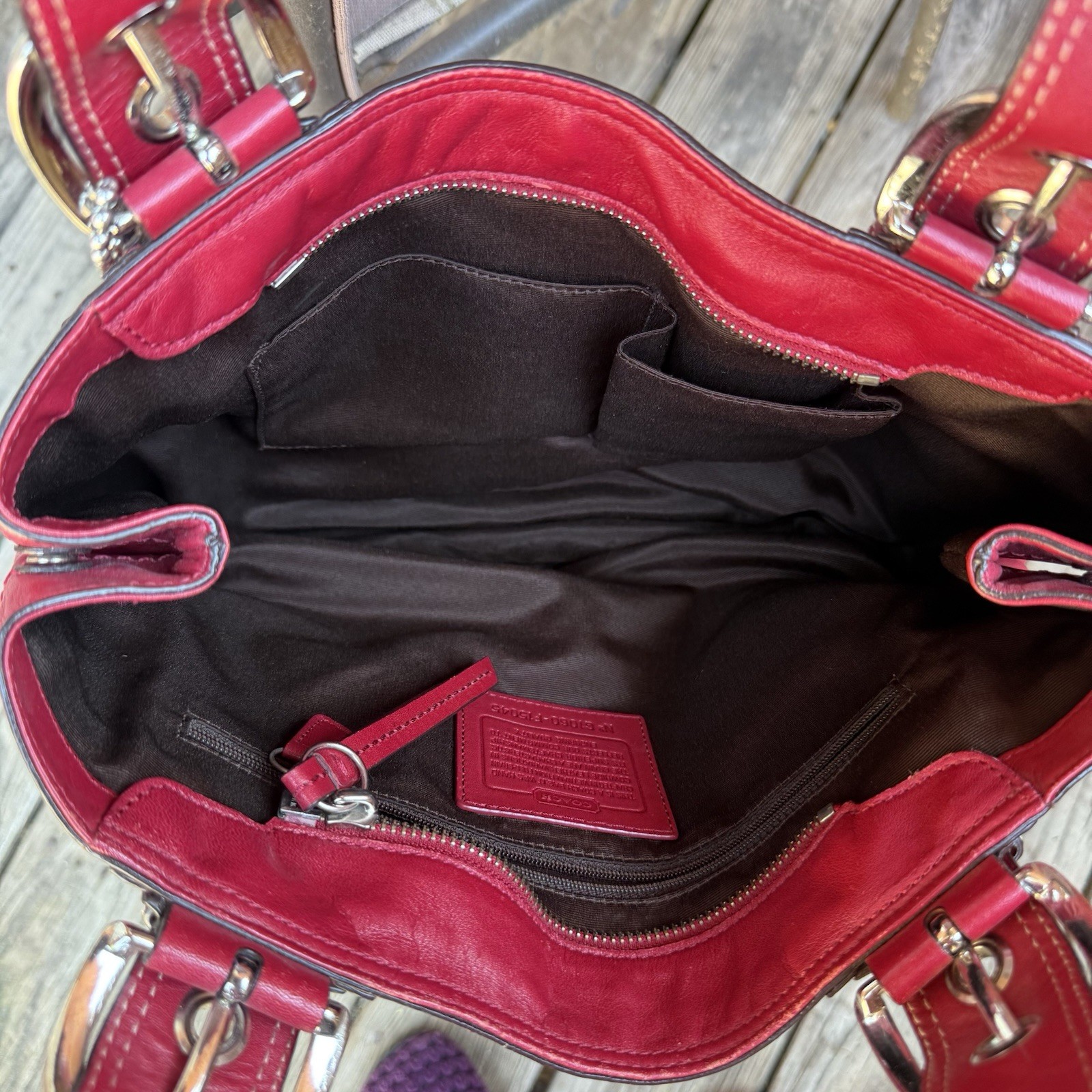 Coach LARGE F13732 Vintage Red Soho Y2K Pleated Leather Shoulder Bag