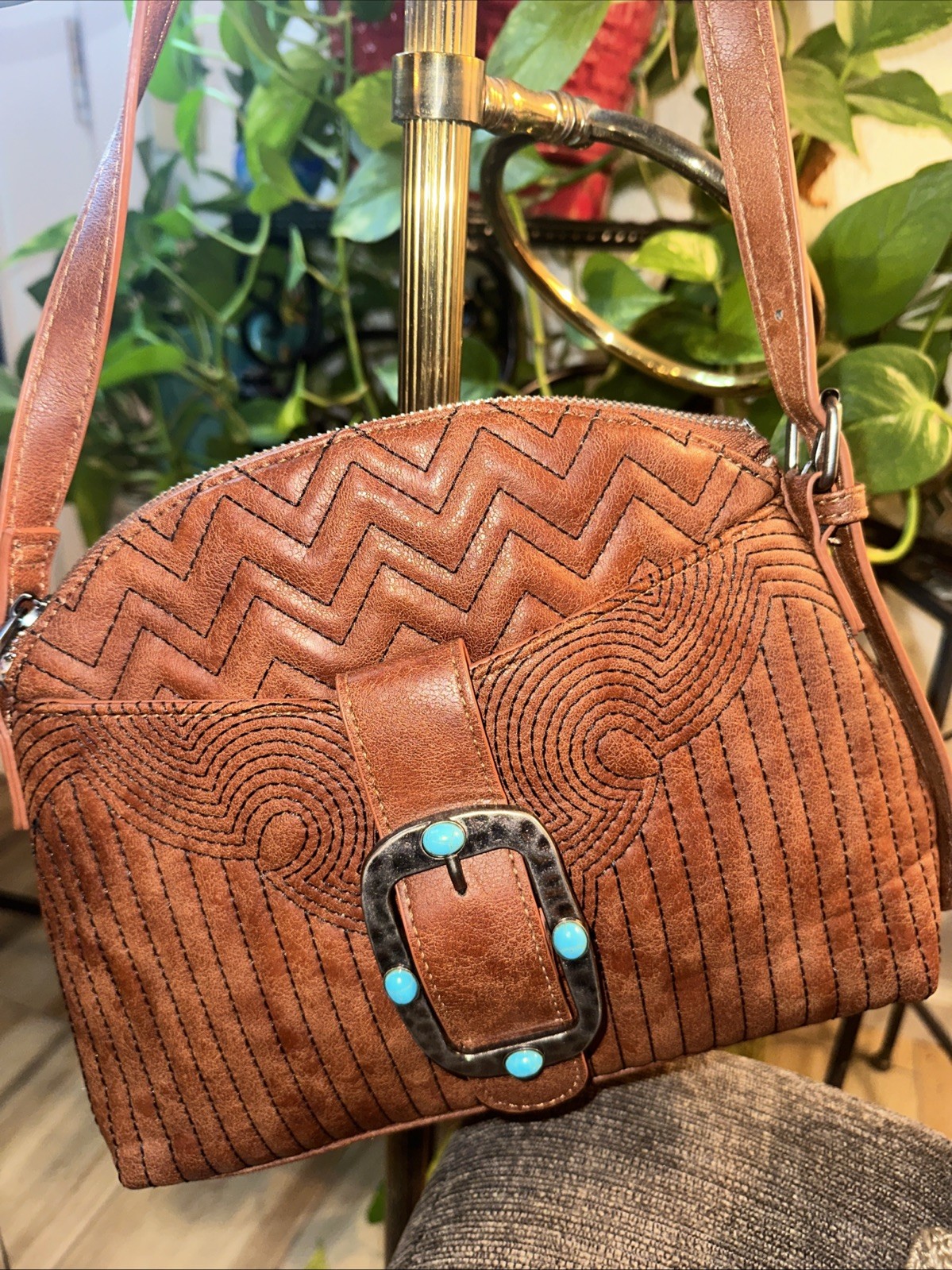 Catchfly Studio Crossbody Shoulder Bag Southwest quilted look on the front