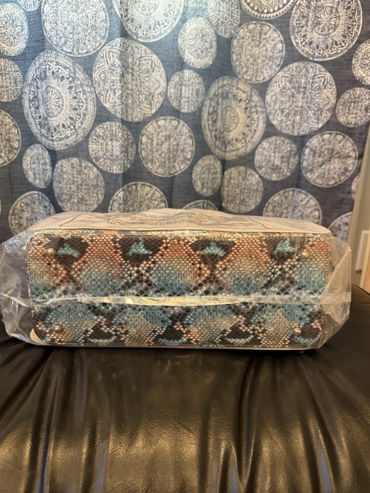 Brahmin Large Duxbury Satchel Multicolor Animal Print Zip Gold Hardware Dust Bag