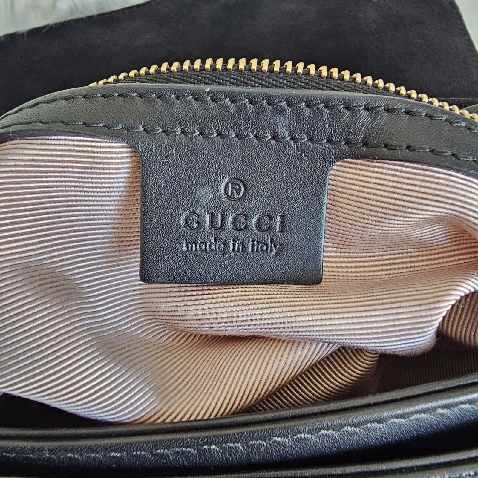 Gucci GG Marmont Arli Black Suede Python Exotic Shoulder Purse Bag