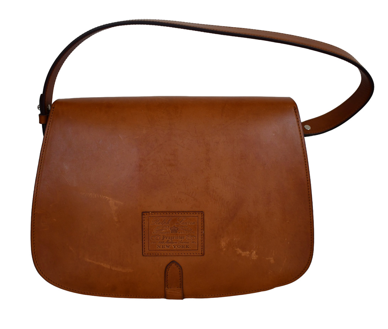 RALPH LAUREN COLLECTION Brown STIRRUP EQUESTRIAN VACHETTA SADDLE Shoulder BAG