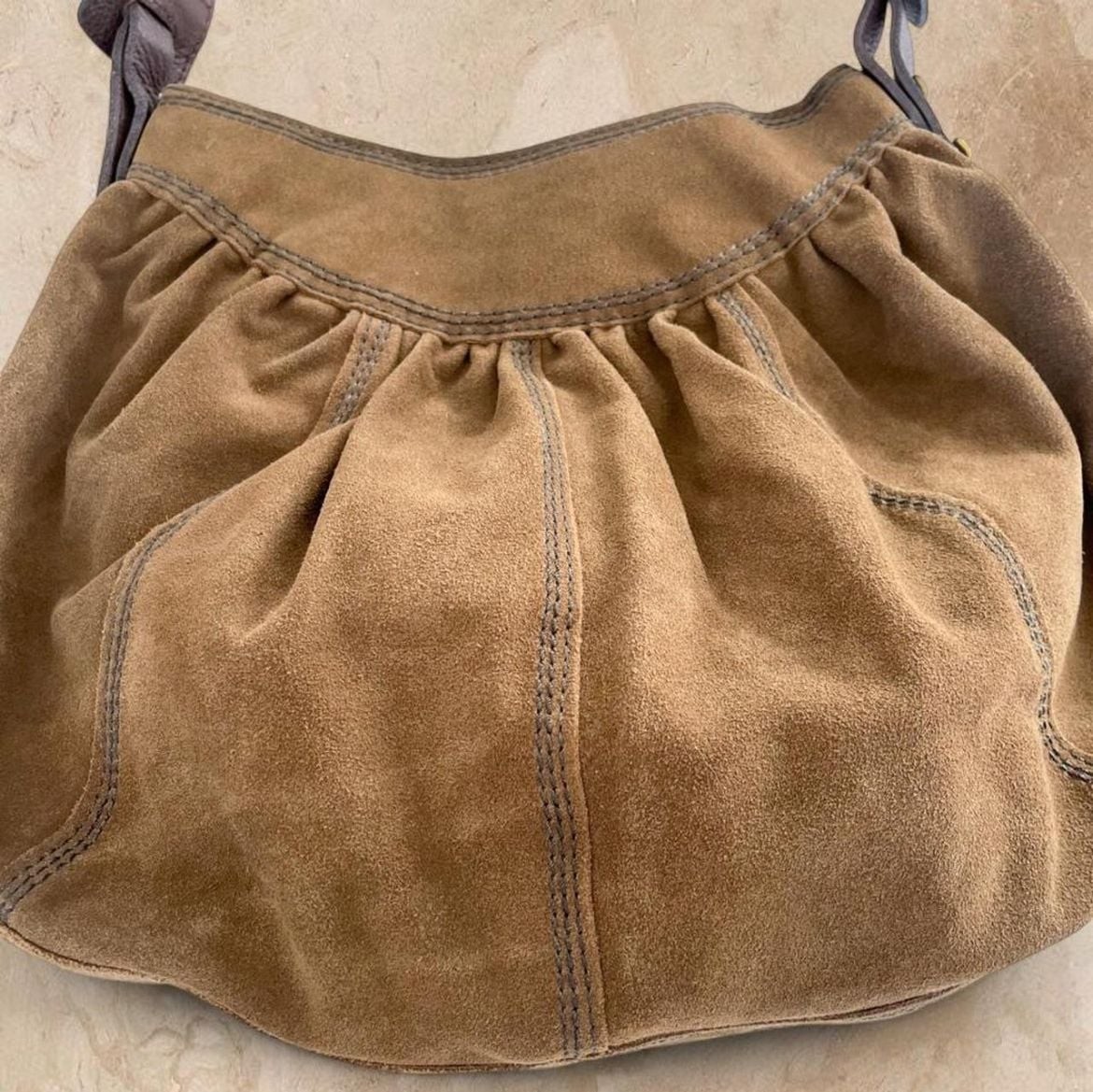 Vintage Lucky Brand Suede Hobo Shoulder Bag