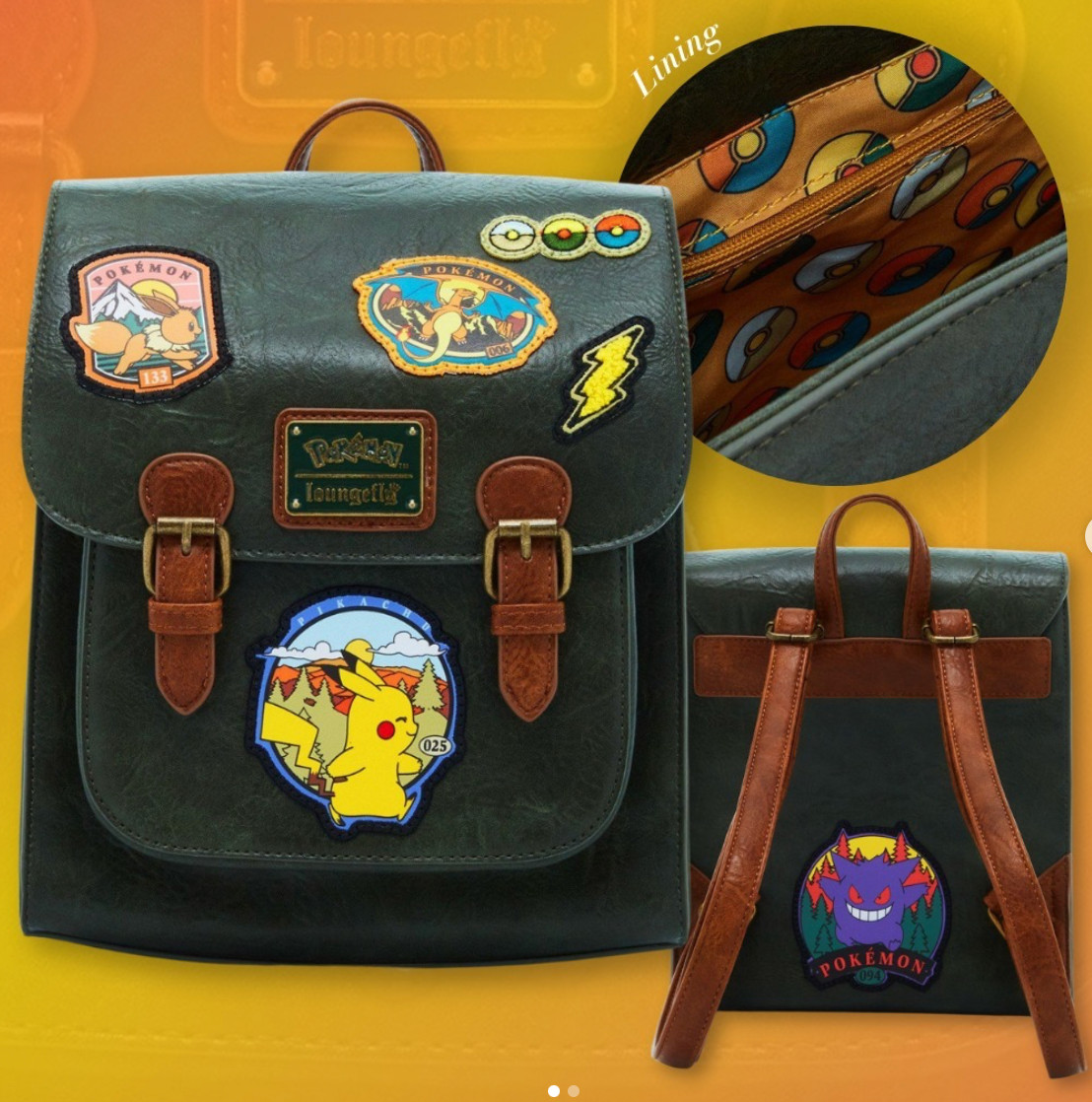 EXCLUSIVE Loungefly Pokemon Scout Patches Mini Backpack Bag Pikachu Eevee NWT