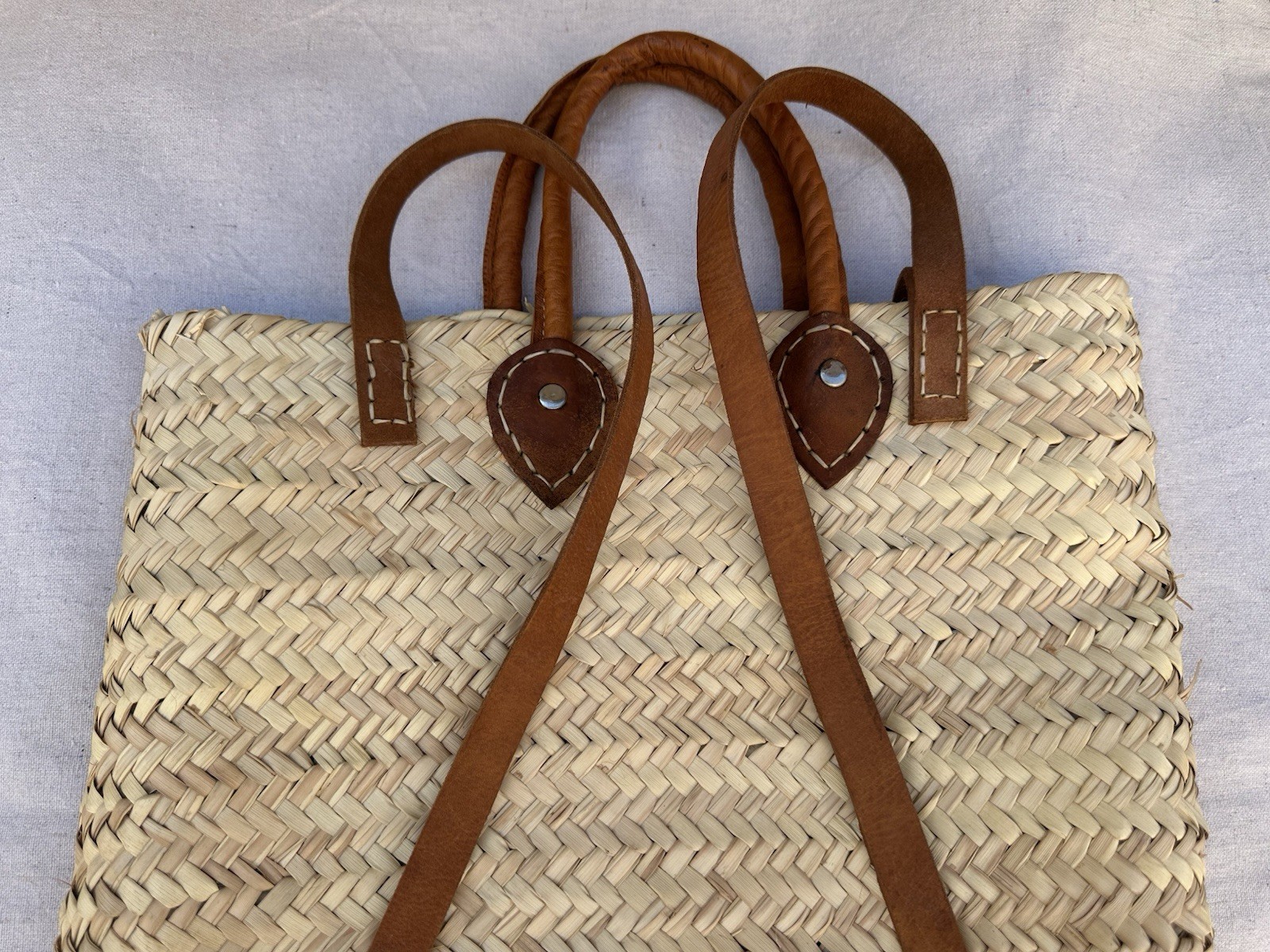 Large Natural Straw Backpack & Tote Bag French Boho Shopping Beach Travel Picnic