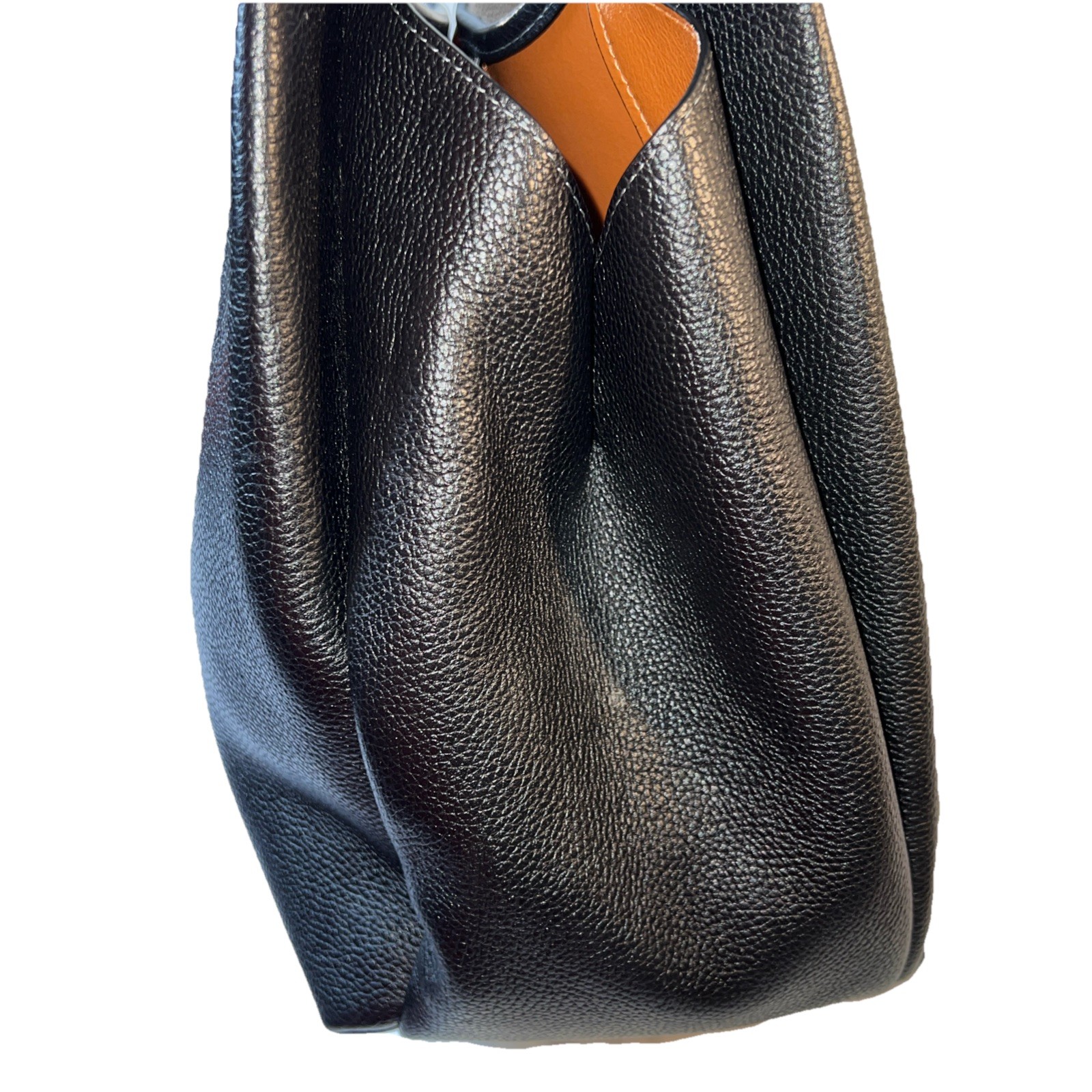 ❤️Coach Lana Large Black/Brass Polished Pebble Leather Shoulder Bag