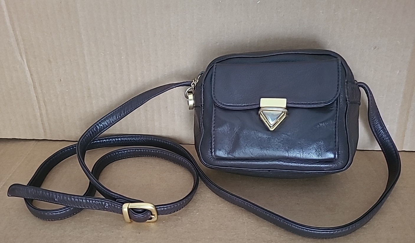 Perlina New York Brown Leather Mini Crossbody Purse – Read Below!