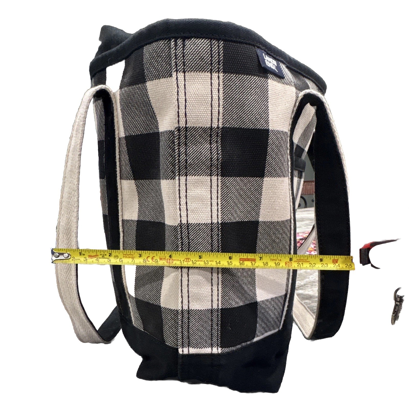 Lands’ End Buffalo Check Black & Cream Tote Bag
