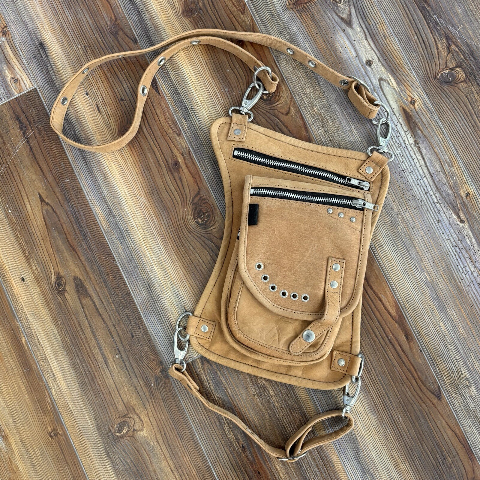 Highway Leather Moto Crossbody Concealed Carry Thigh Bag