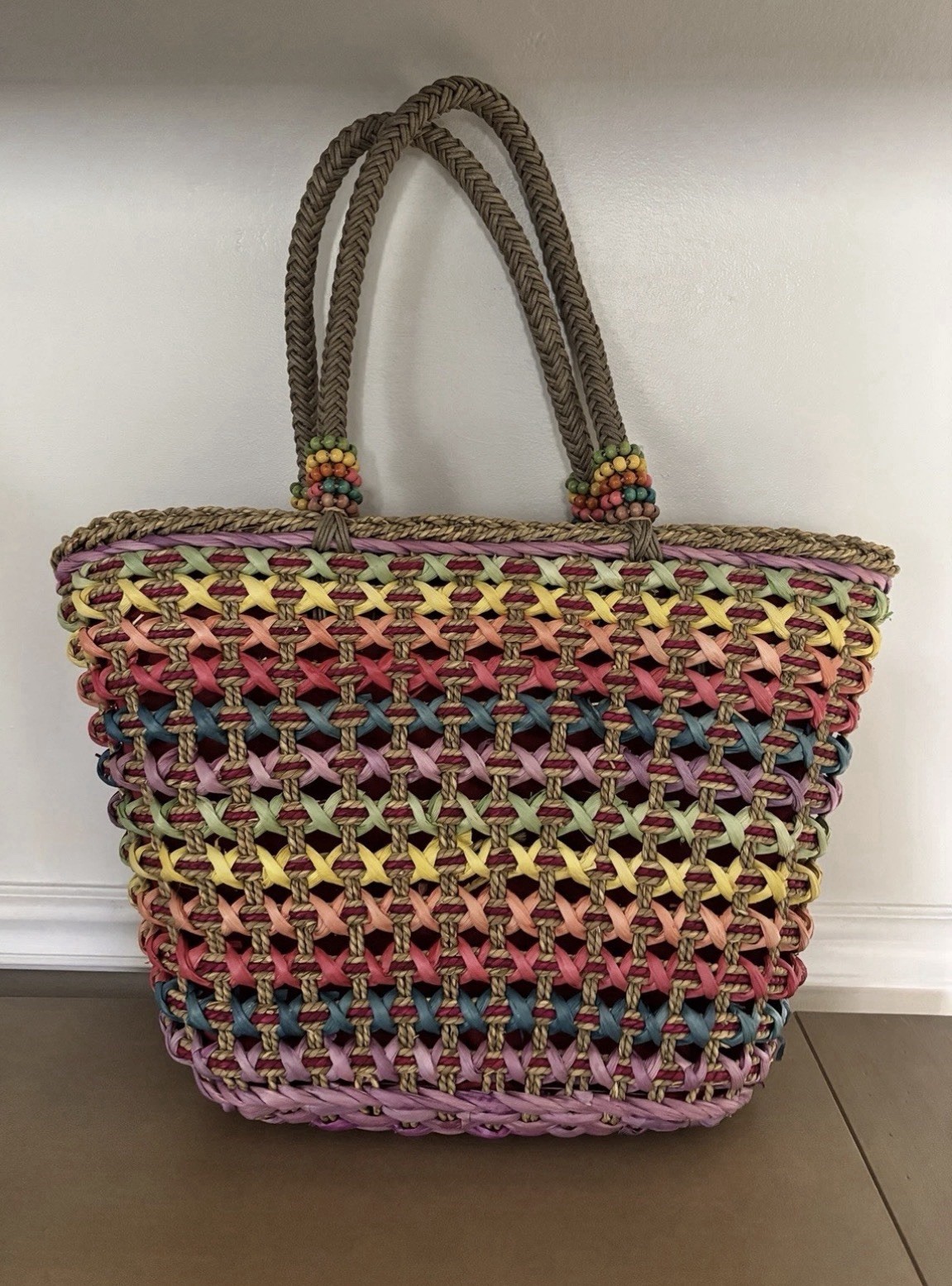 Sun N Sand Multi Color Straw Woven Bag