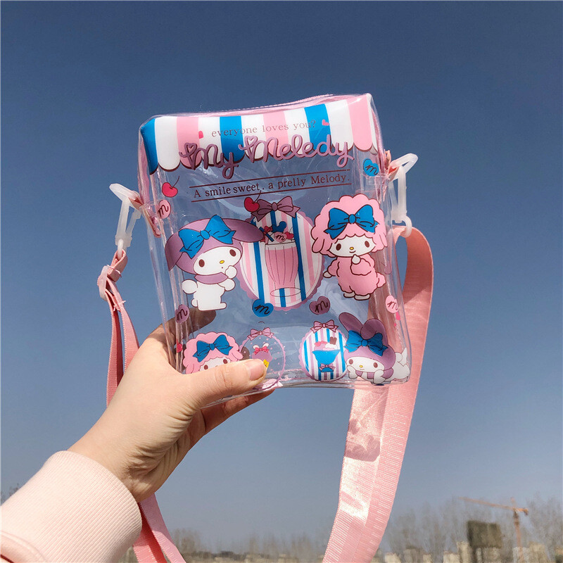 My Melody Transparent PVC Jelly Bag Cinnamoroll Diagonal Bag Shoulder Bag