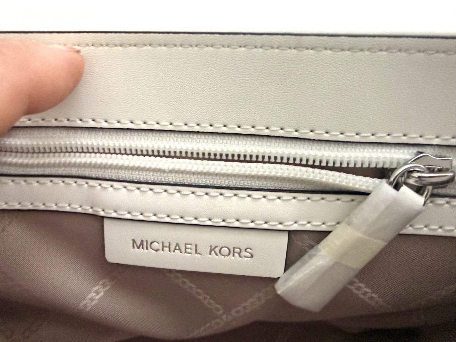 Michael Kors Parker Checker Sequence White/ Silver Handbag / Shoulder Bag Purse