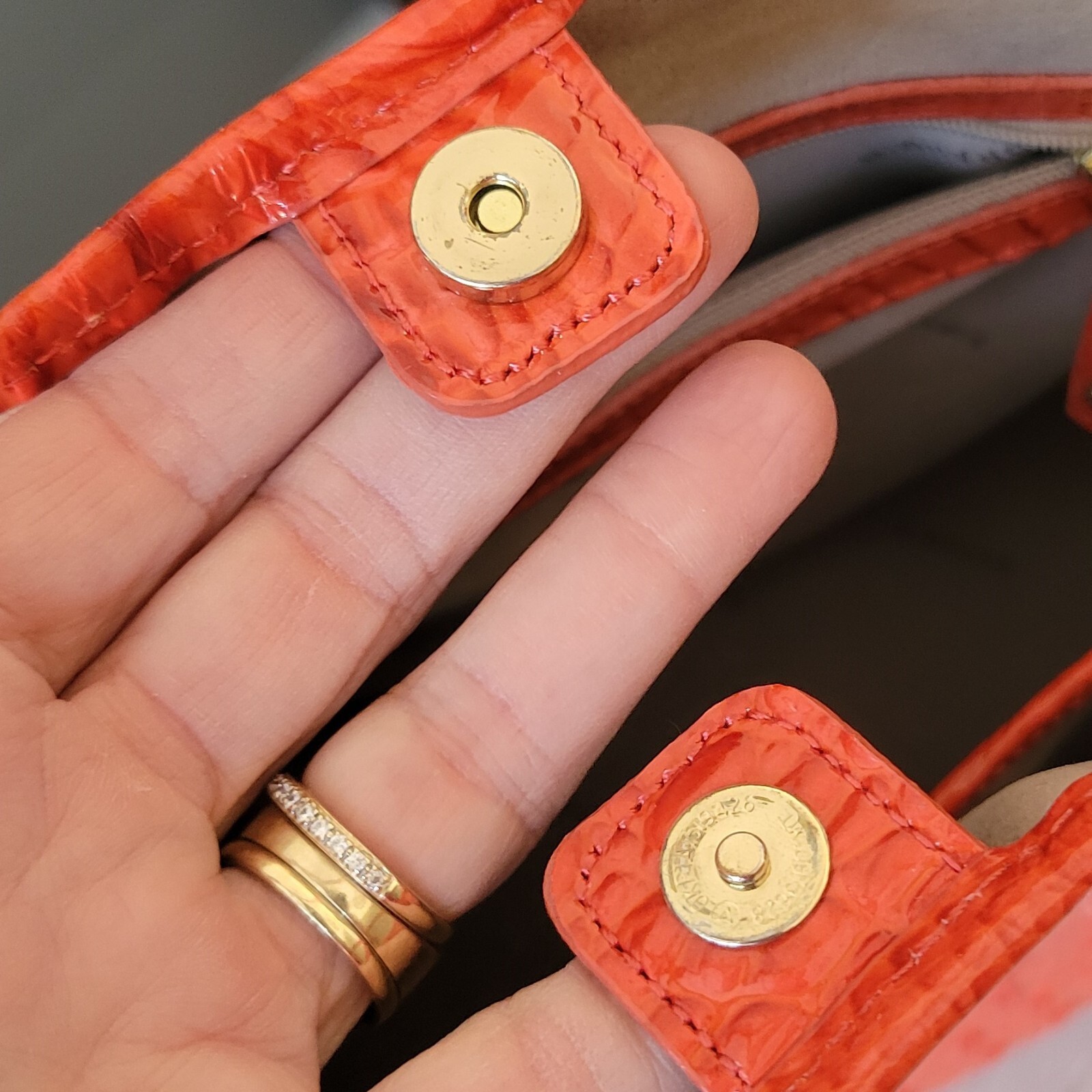 Brahmin Anytime Tote Glassy Melbourne Leather Expandable Large Orange Bag EUC