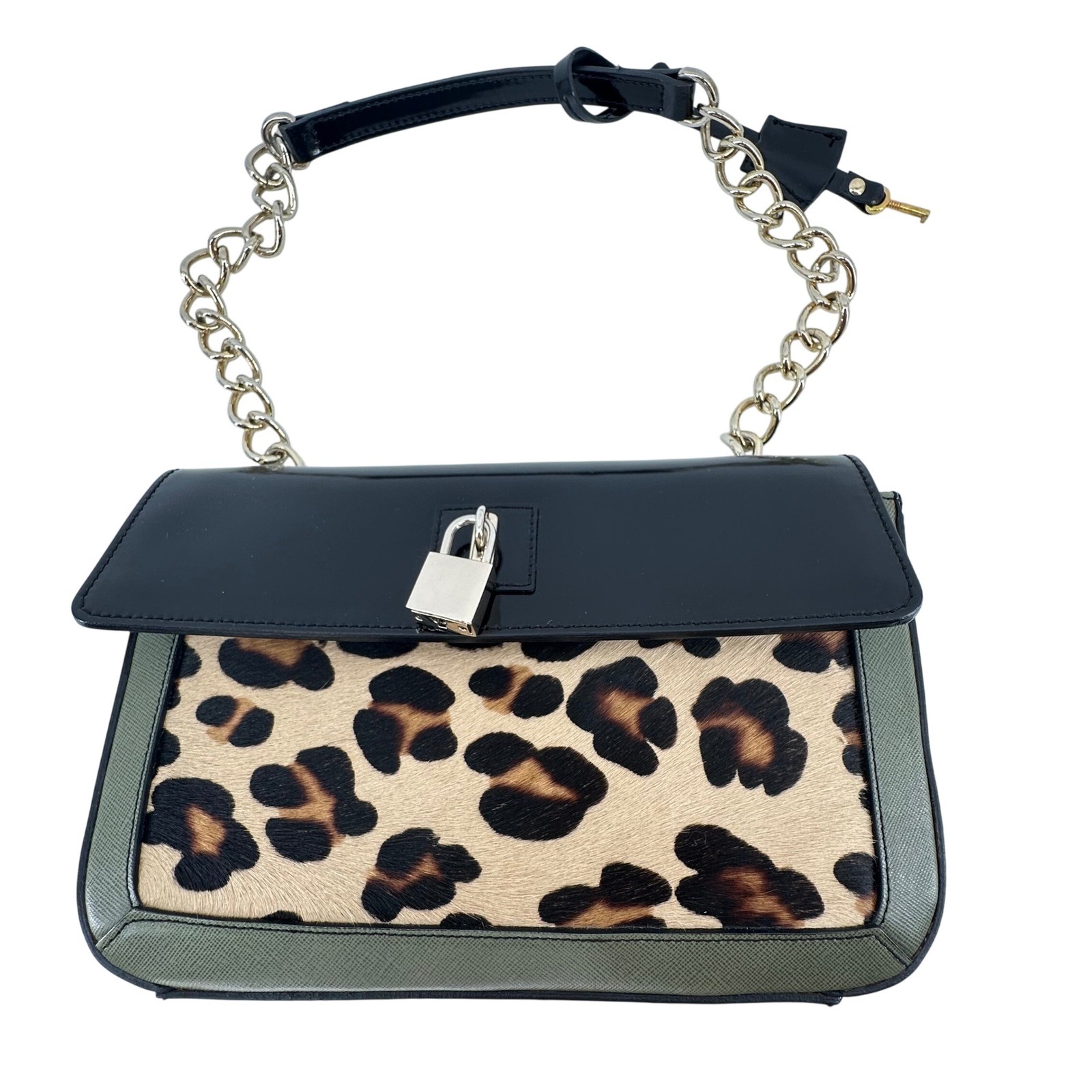 AB Asia Belluci Leopard Print Faux Fur Italian Crossbody Bag Edgy Glam Evening