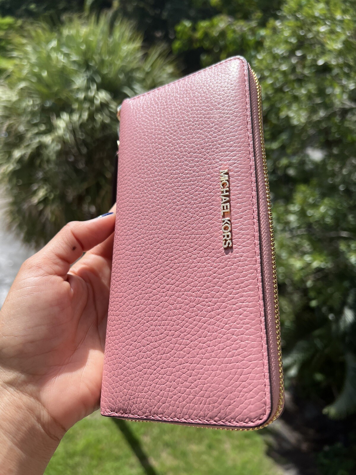 Michael Kors Long Zip Around Wallet Wristlet Leather or PVC Clutch Phone Holder