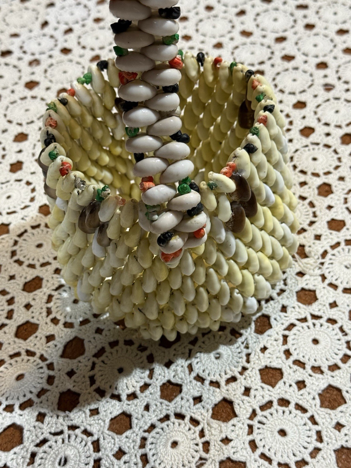Vtg Shell Seashell Bag Purse Top Handle Boho Retro Festival Beach Photo Shoot