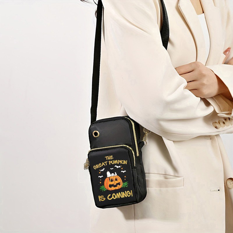 Pumpkin Pattern Phone Bag Coin Wallet Cute Mini Crossbody Shoulder Bags For Wome