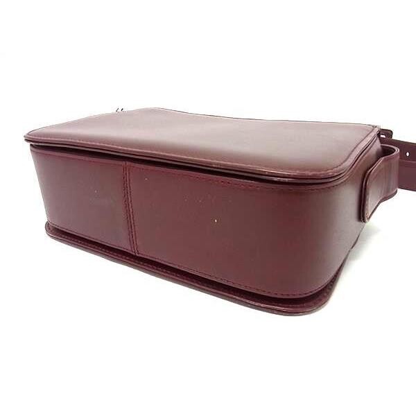 Cartier Must Line Bordeaux Leather Turn Lock Shoulder Bag Auth