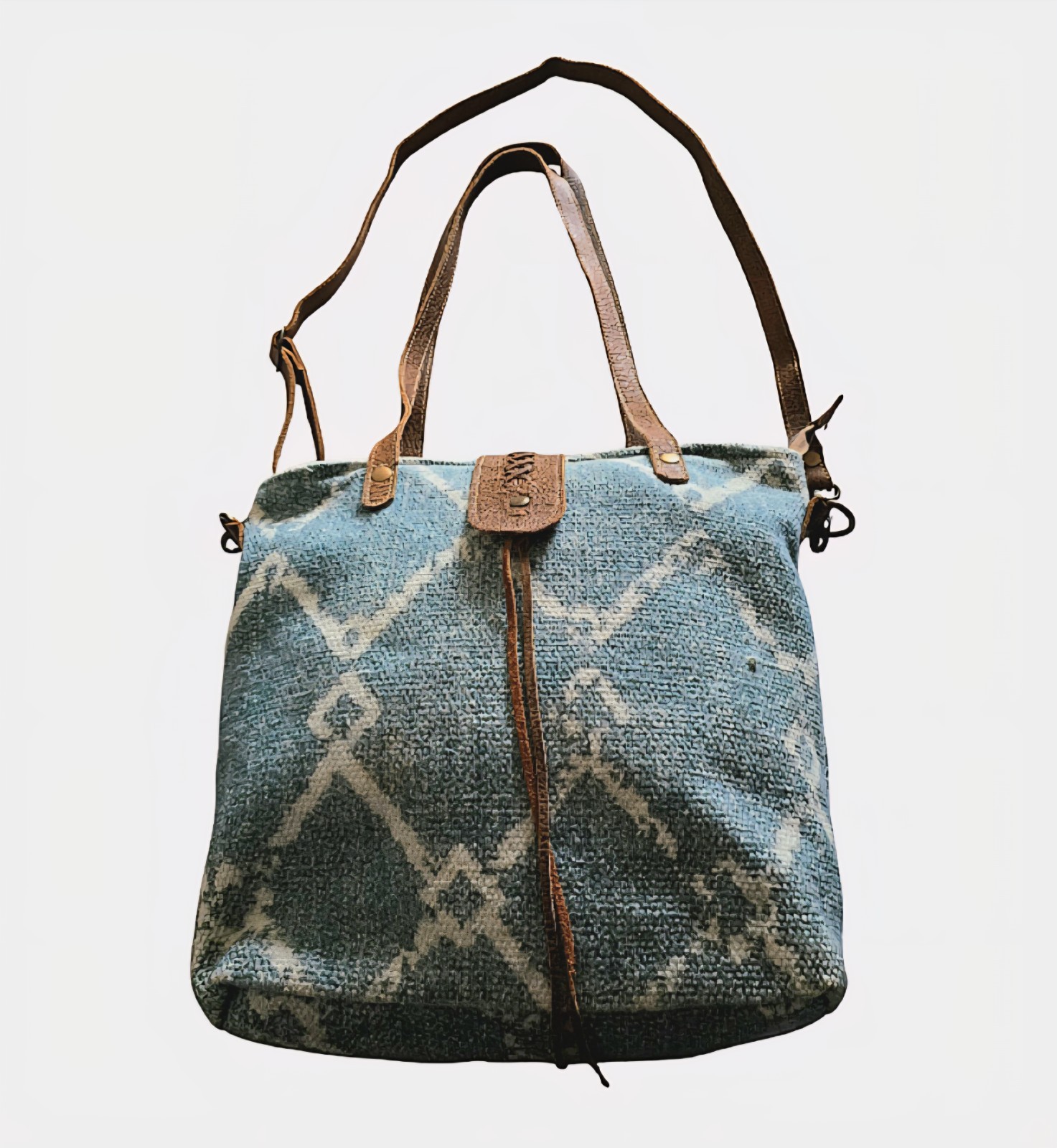 Myra Bag Handmade Beguile Shoulder Bag Upcycled Canvas & Cowhide Leather