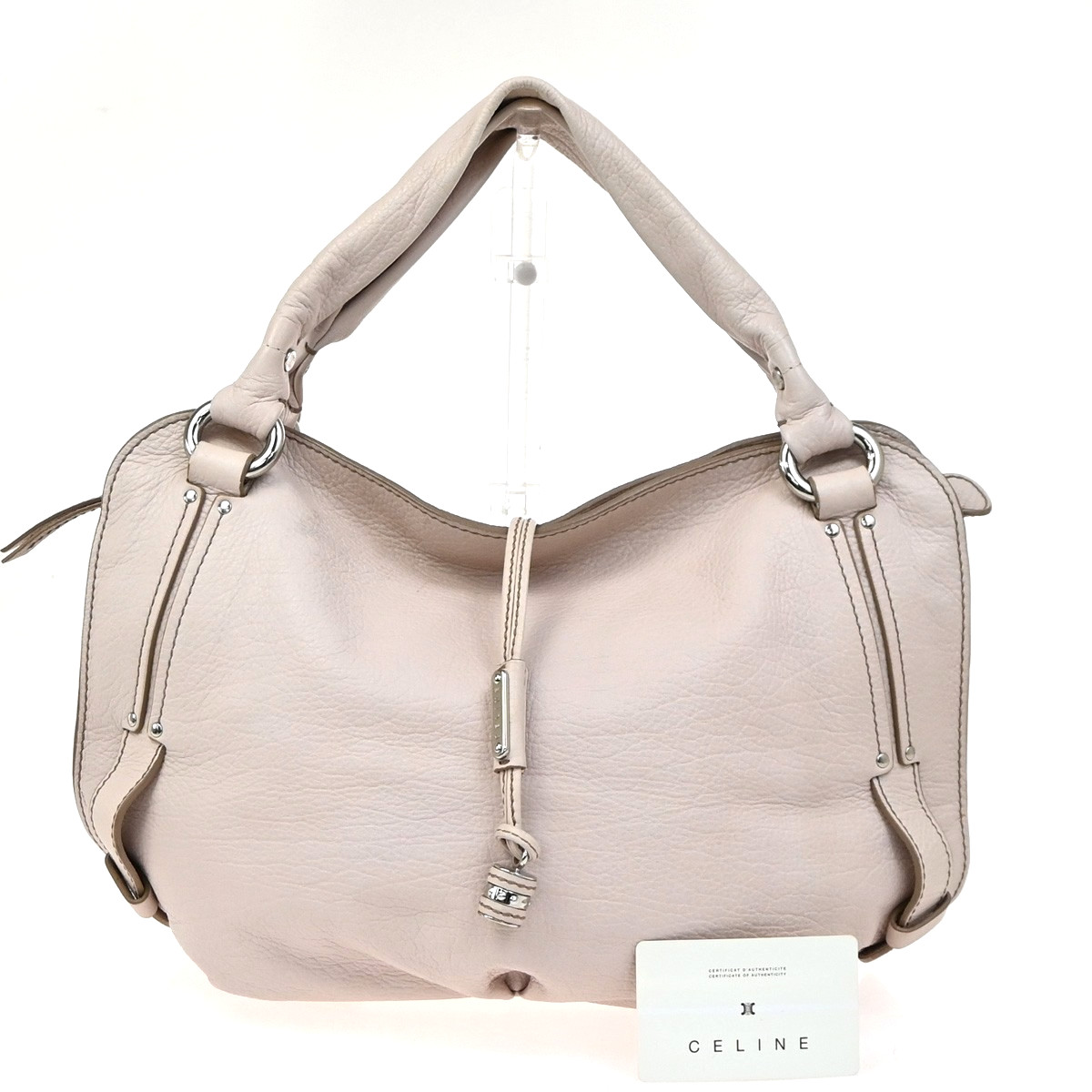 CELINE Logo Bittersweet Shoulder Hand Bag Leather Light Pink SHW 34YH958
