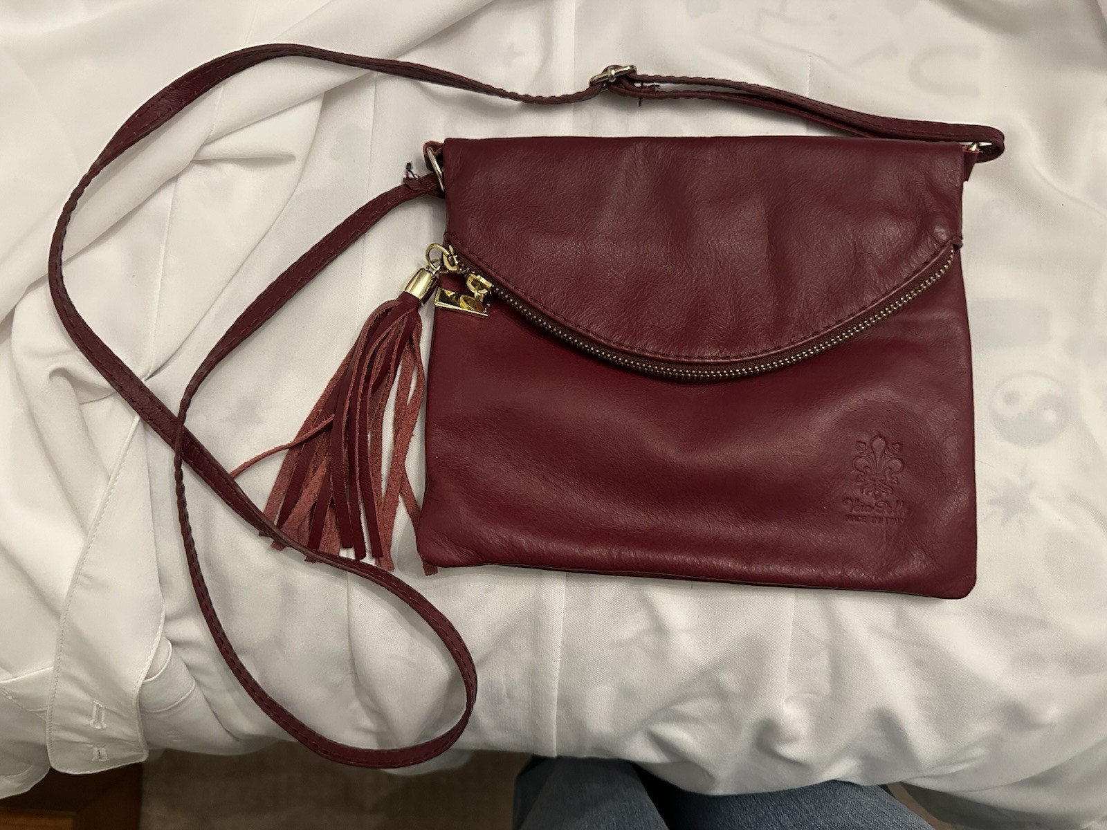 Vera Pelle foldover leather crossbody bag made in Italy