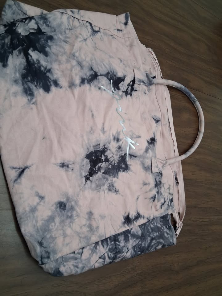 Victoria’s Secret PINK Canvas Tote Zip Travel Weekender Beach Bag Tie Dye EUC