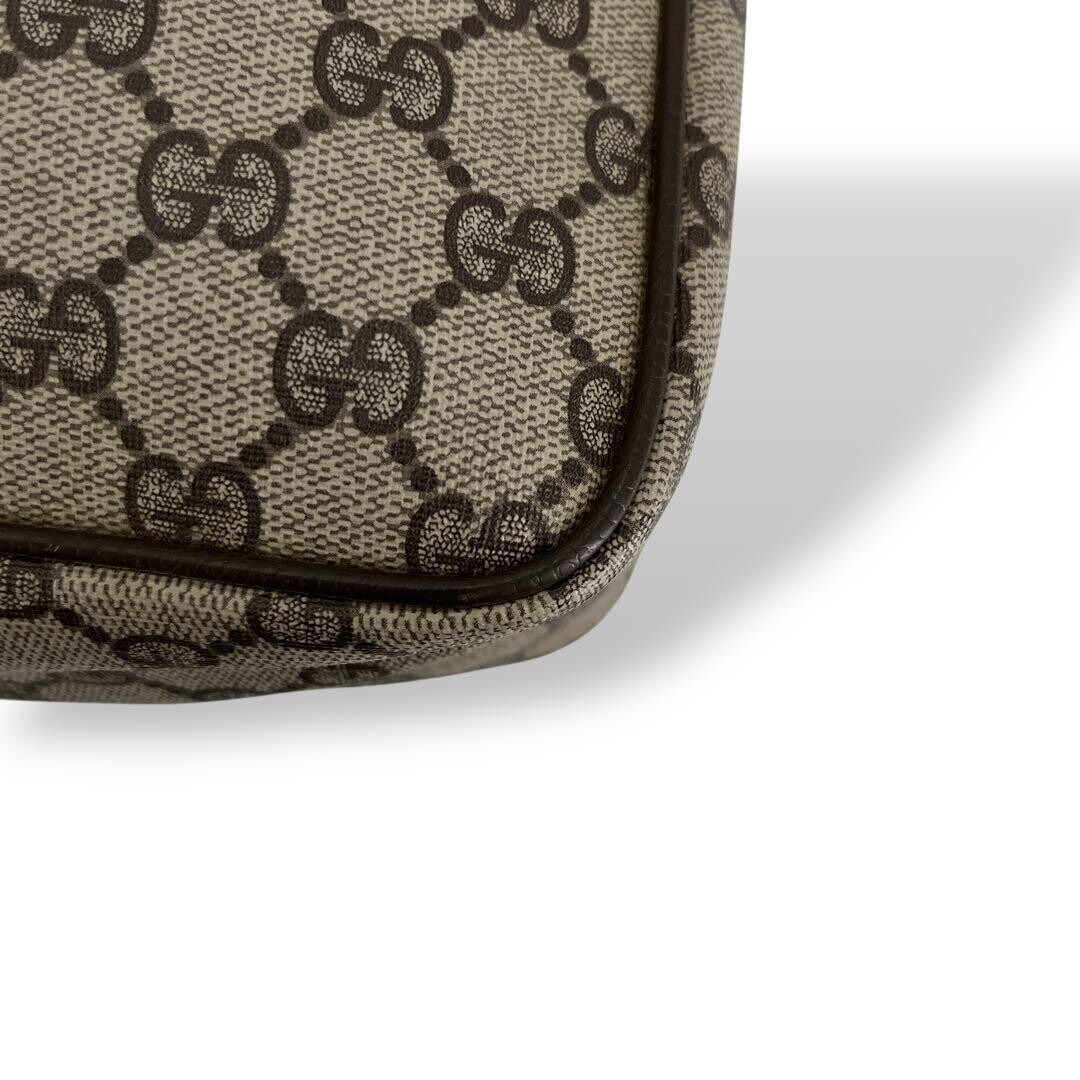 Gucci Mini Boston GG Supreme Web Stripe Handbag Beige Brown Auth