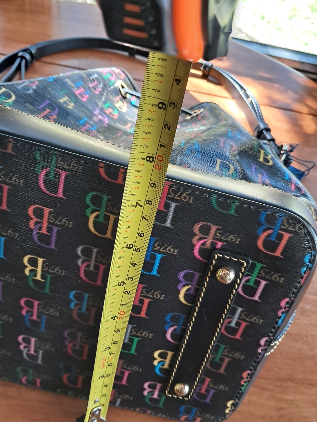 Dooney & Bourke Blakely Collection Tasha Logo Bone Drawstring Bag BNWT Rainbow