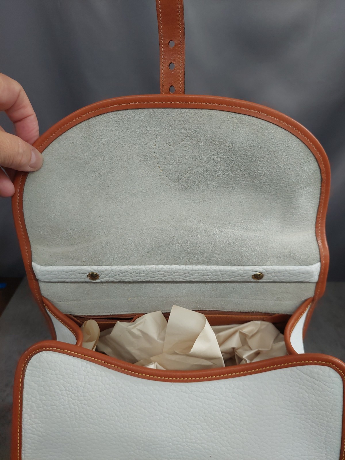 Dooney And Bourke Vntg Carpet Bag White With BritishTan Trim W originial tag