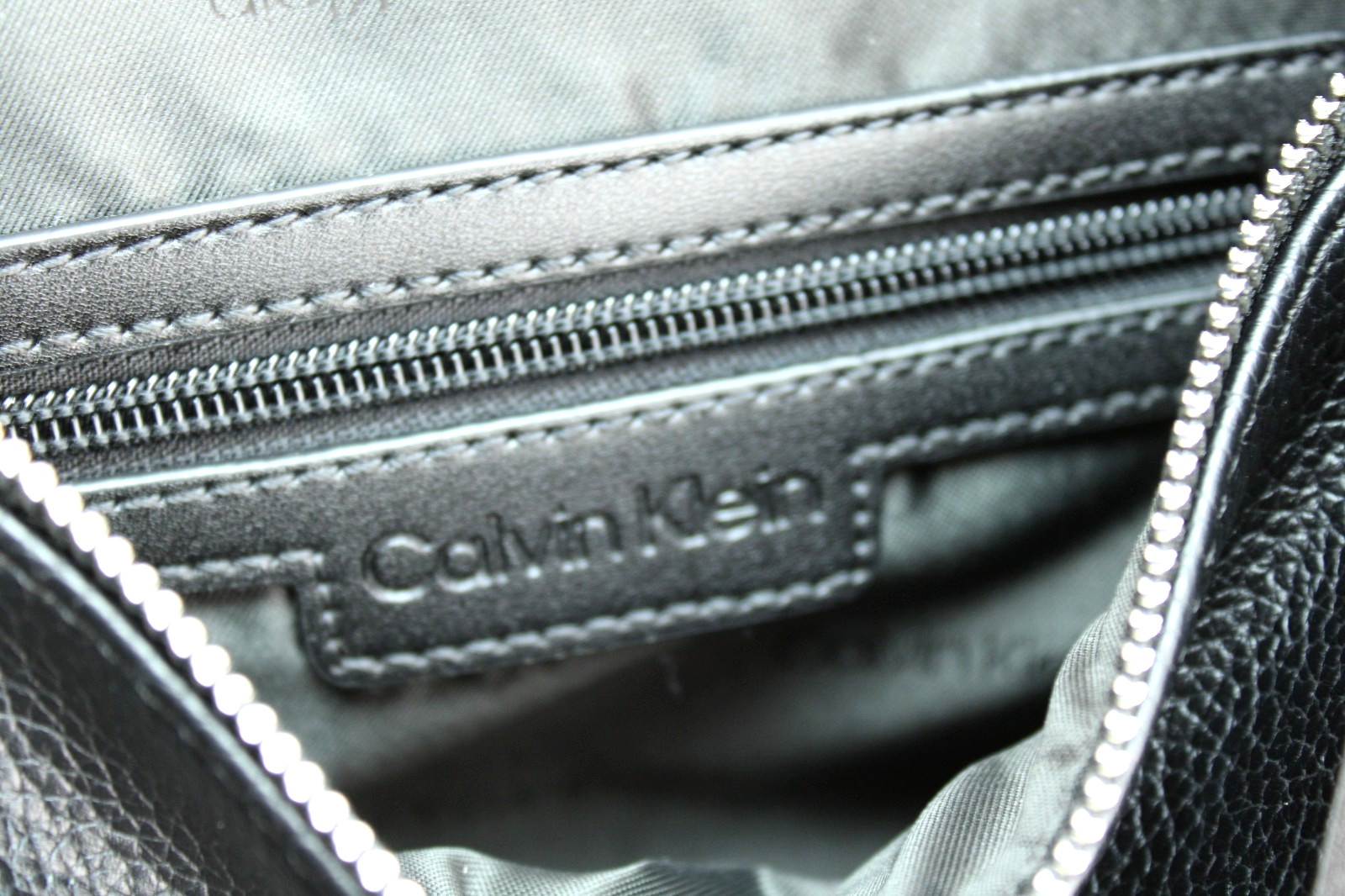 CALVIN KLEIN Black Pebbled Leather Silver Logo Hobo Shoulder Handbag MSRP $148