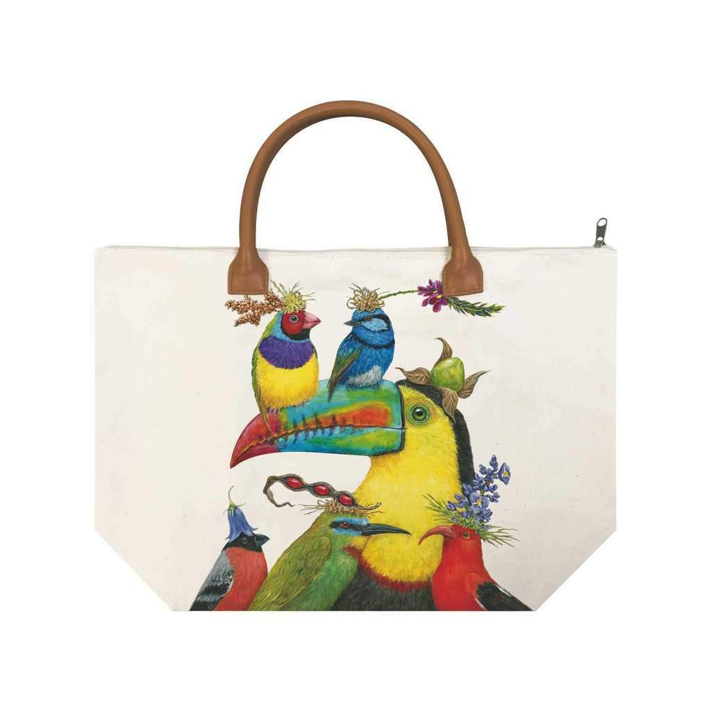 New PPD Vicki Sawyer Canvas Tote Bag WORLD TRAVELERS Birds Multicolor Large Gift
