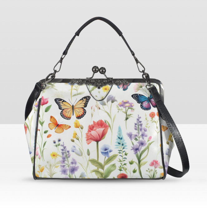 Spring Butterflies Garden Flowers Shoulder Cross Body Bag Satchel Mother’s Day