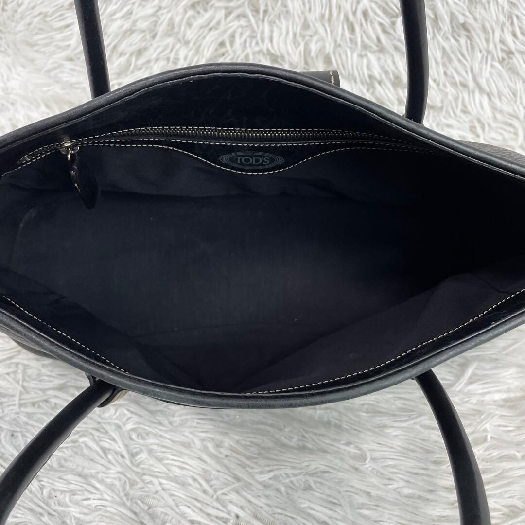 Tods Black Pebbled Leather D Bag Shoulder Tote Bag Italy Silver Hardware 38cm