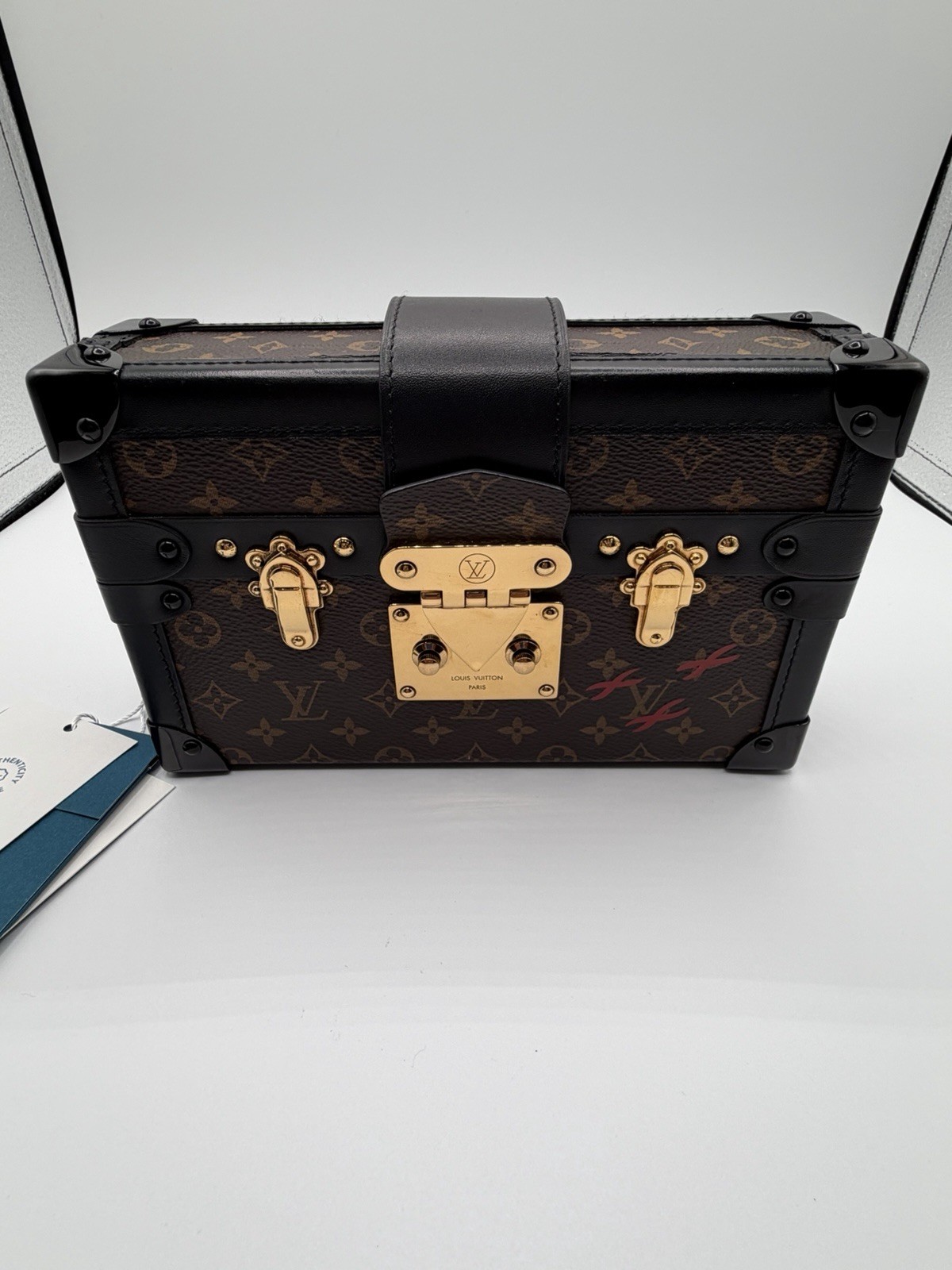 Louis Vuitton Petite Malle Monogram Trunk Box Clutch Brown/Black Gold HW