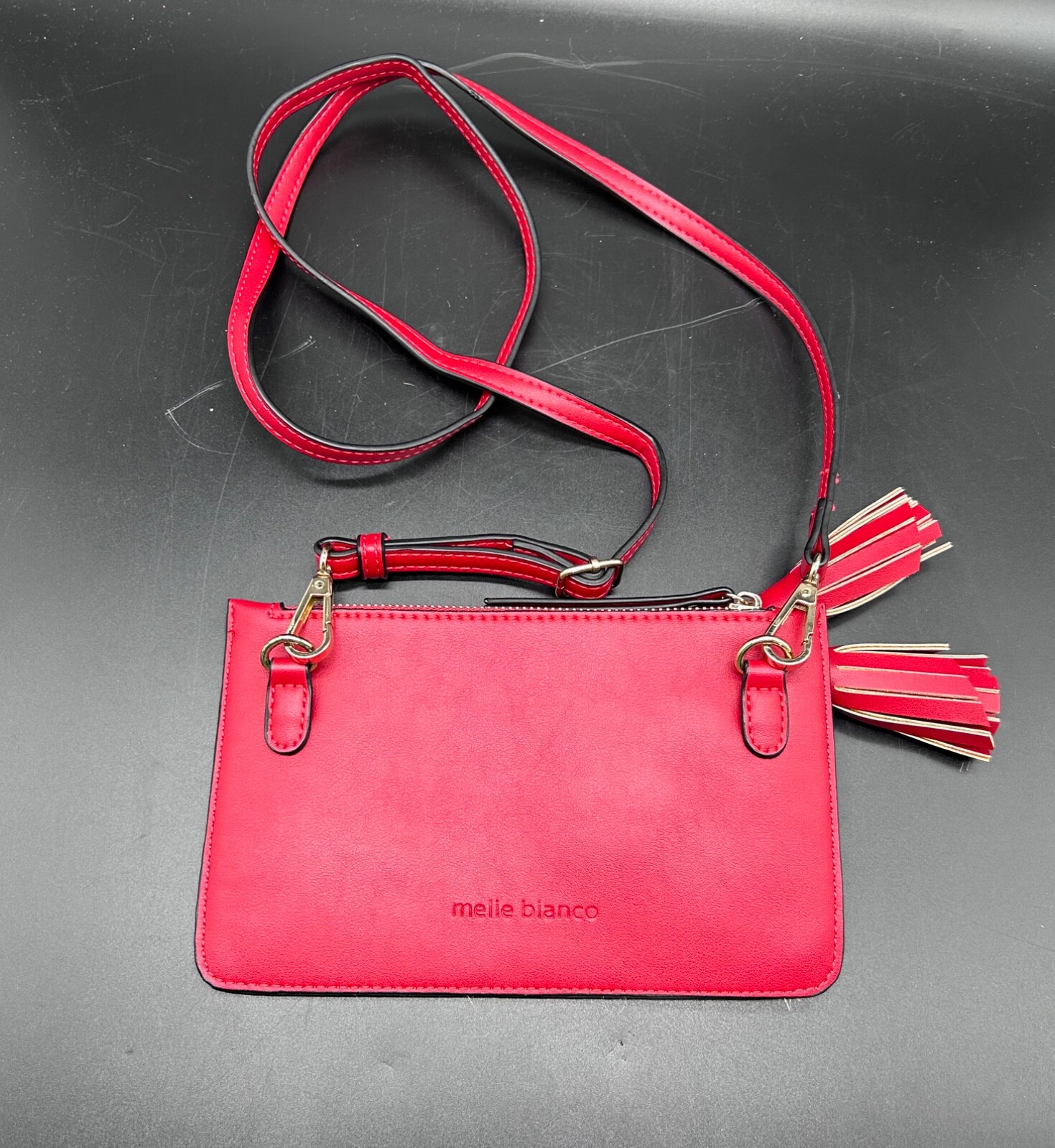 Melie Bianco Vegan Handbag Crossbody Wallet Red Tassel Mint
