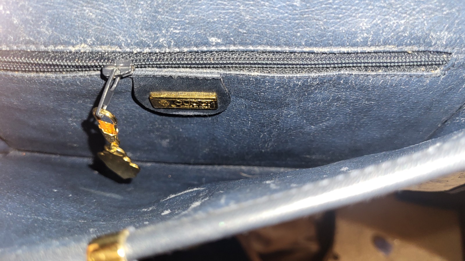 Vintage Gucci Micro GG Monogram Slim Envelope Navy/Gray Clutch Crossbody Bag