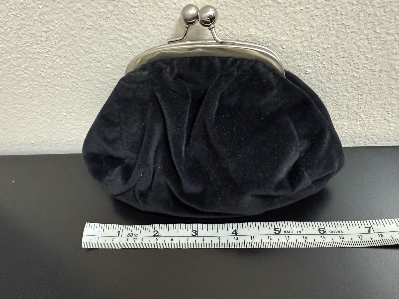 New Talbots Black Velour Small Purse Wallet Silver Toned Snaps