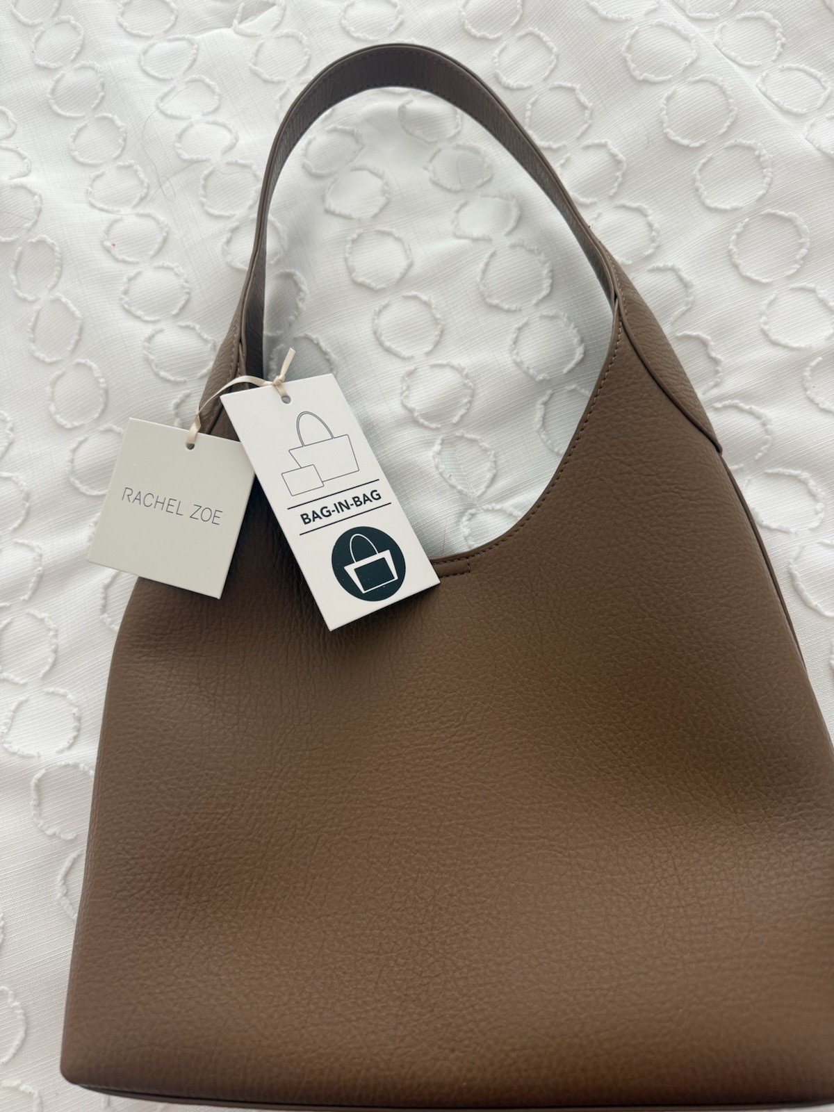 Rachel Zoe Women’s Brown Hobo Bag Top Handle Solid w/ Bag-in-Bag Pouch