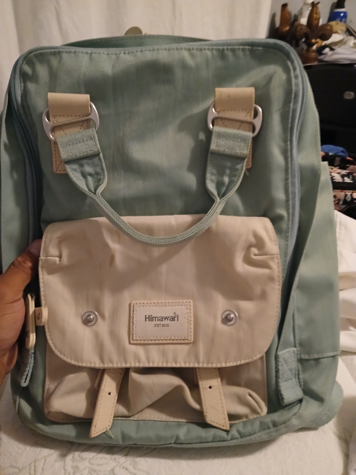 Himawari Contrast Waterproof Nylon Backpack Bag