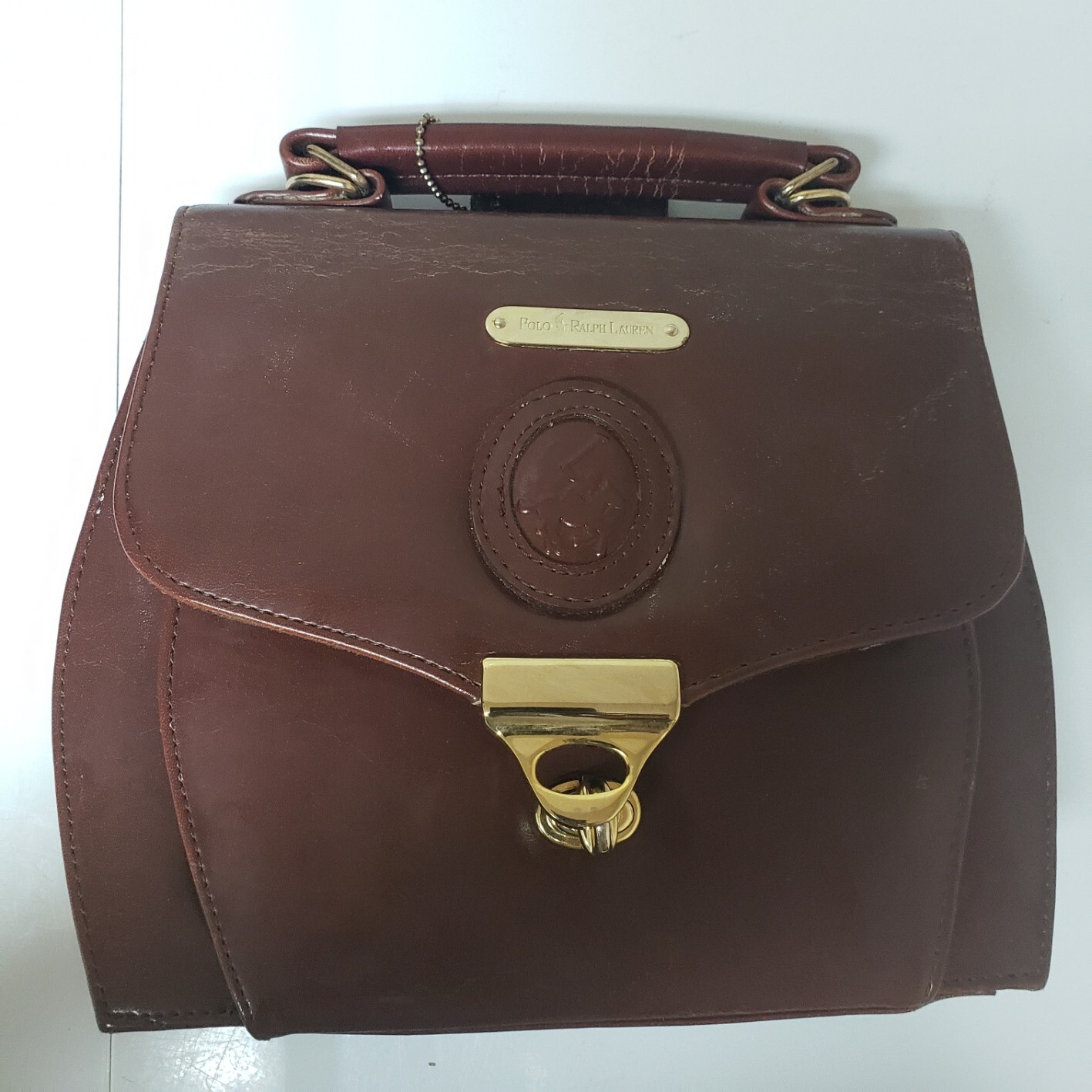 VTG Polo Ralph Lauren Women’s Leather Satchel Top Handle Handbag Wallet Brown