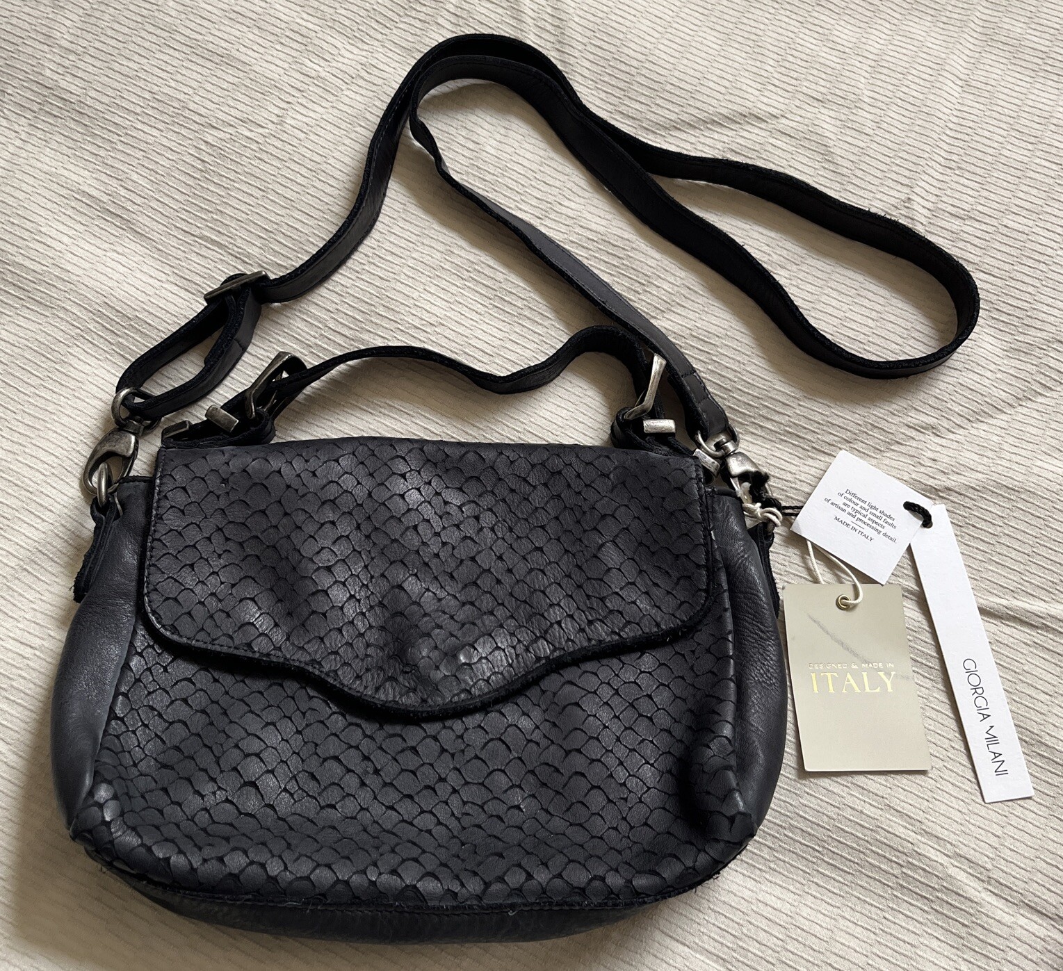 GIORGIA MILANI black genuine leather crossbody bag made in Italy