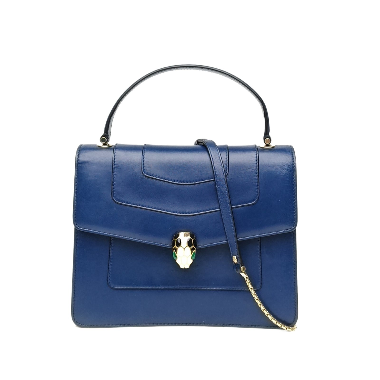 BVLGARI Serpenti Forever Organ Medium 26cm Blue Calfskin P206233570